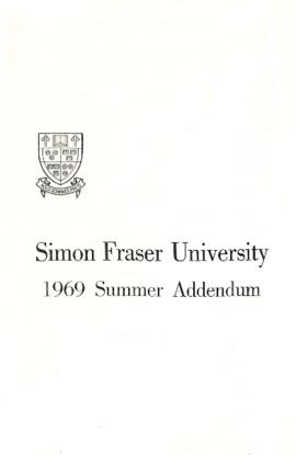 Simon Fraser University 1969 Summer Addendum