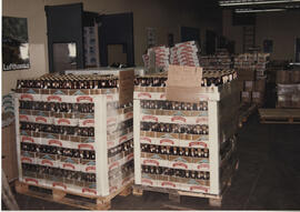 Pallets of Island Lager and Island Light waiting to be shipped
