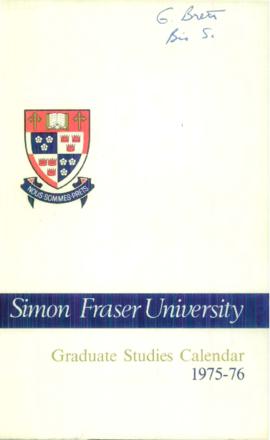 Simon Fraser University Graduate Studies Calendar 1975-76