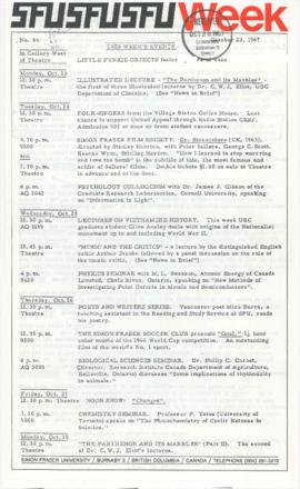SFU Week No. 84, Oct 23, 1967