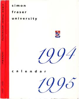 Simon Fraser University Calendar, 1994-1995
