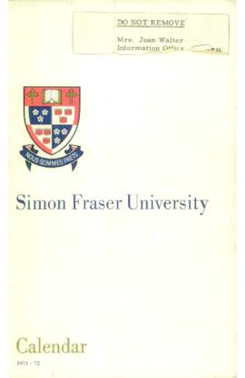 Simon Fraser University Calendar 1971-72