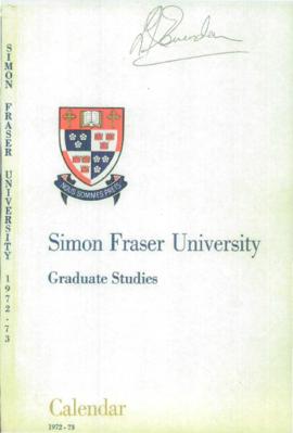 Simon Fraser University Graduate Studies Calendar 1972-73