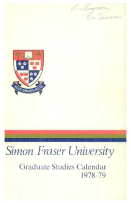 Simon Fraser University Graduate Studies Calendar 1978-79