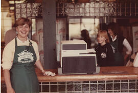 Granville Island Brewing store clerk with Lydia Taylor (age 11) and Joann