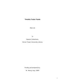 Timothy Taylor fonds